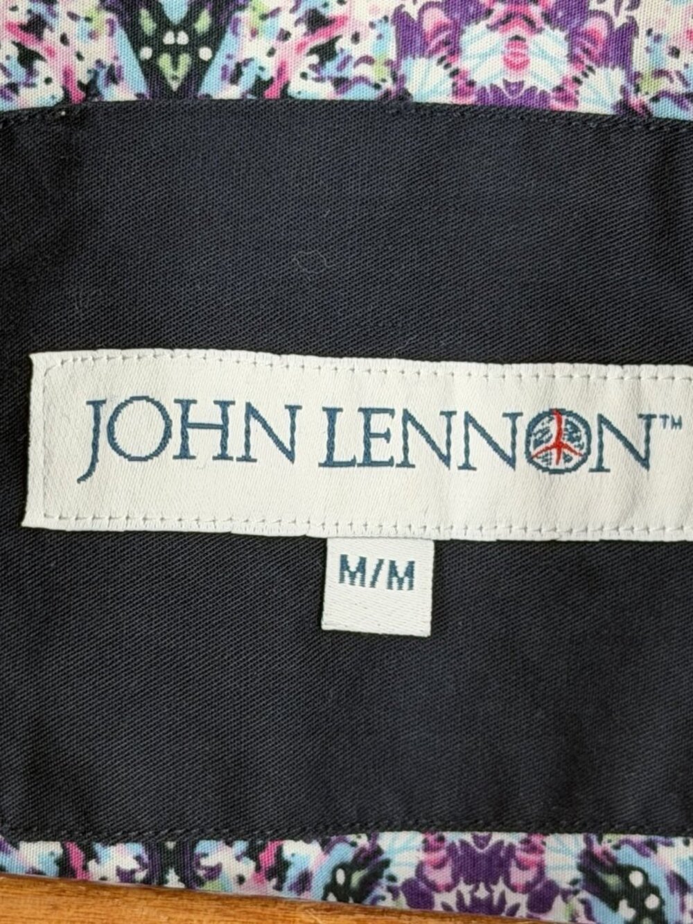 JOHN LENNON Men's Purple Abstract Geo Pattern Long Sleeve Button Down Shirt MED - Picture 4 of 7